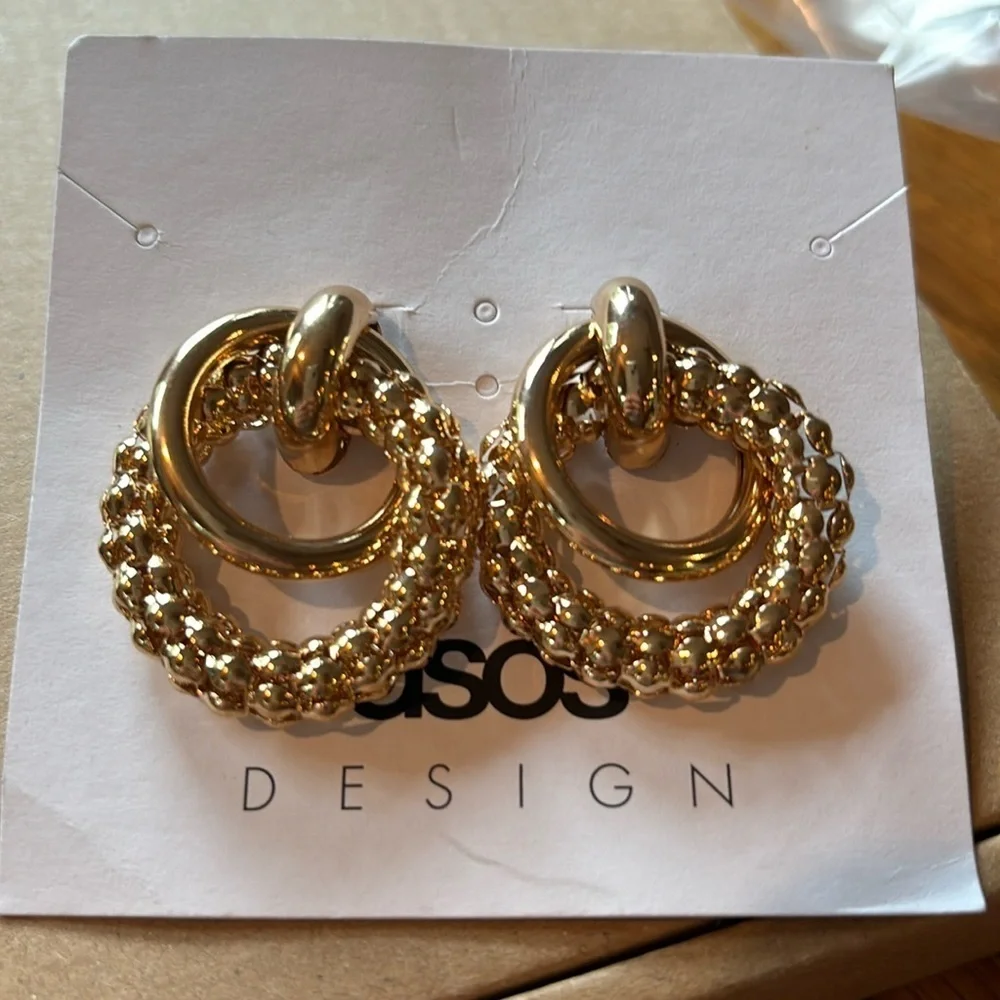 New asos designs gold tone earrings
